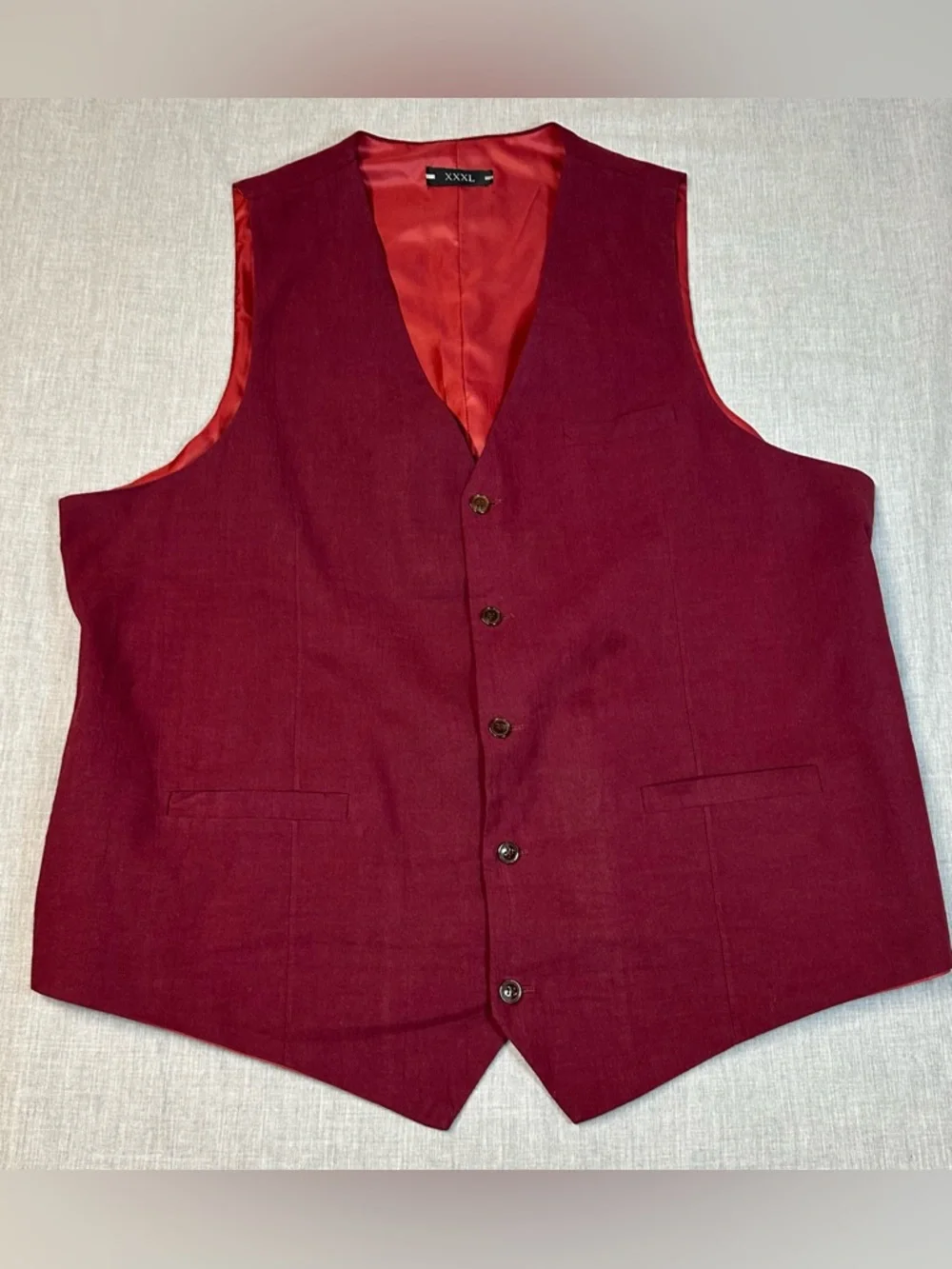Source Unknown Men's Burdundy Two-Piece Suit Jacket & Vest - Picture 7 of 11
